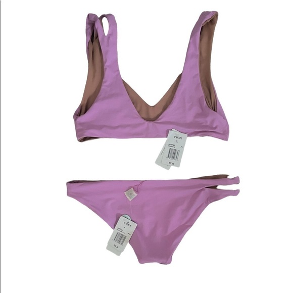 NWT L*SPACE One Wave Bikini Top Breakers Bottoms Reversible Bikini L/XL - Picture 8 of 8